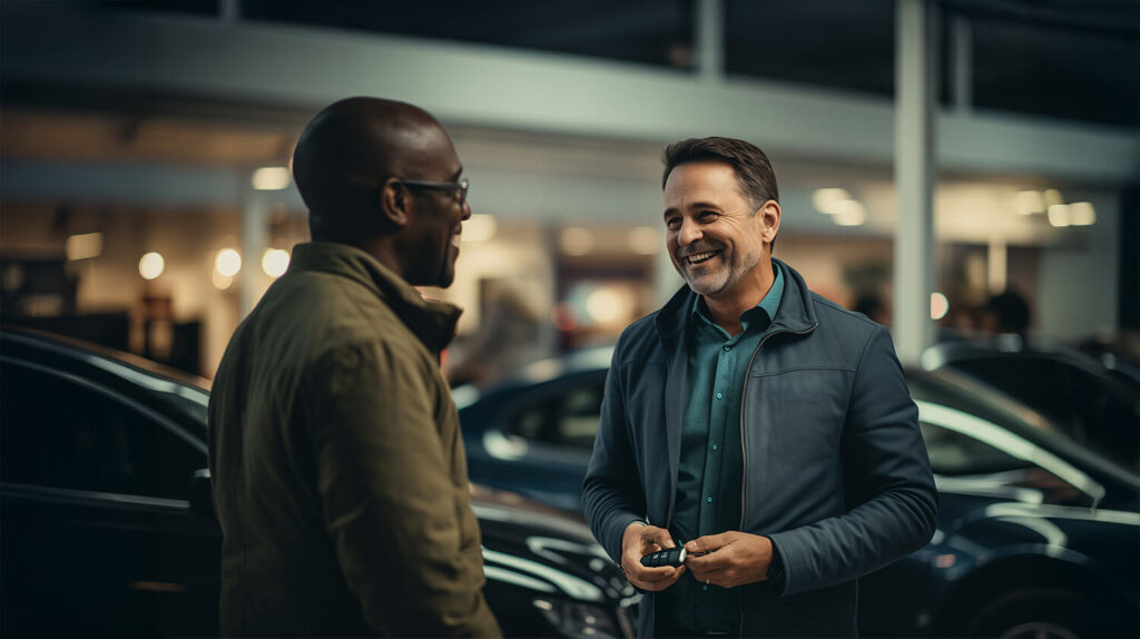 Vehicle owner receiving keys